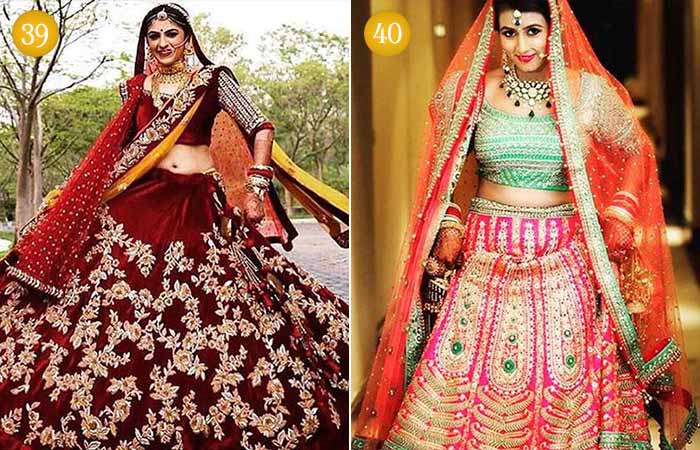 Hindu brides in maroon dresses and beautiful Indian bridal looks