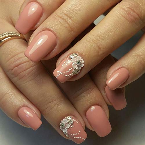 Beige 3D nail art design