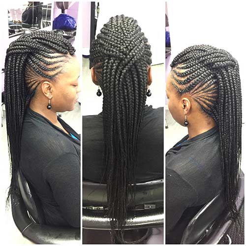 Criss-crossed long mohawk for black women