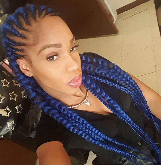 Midnight blue Ghana cornrows braids hairstyle