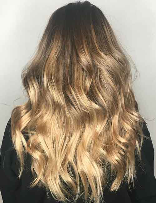 Bright blonde balayage hair color