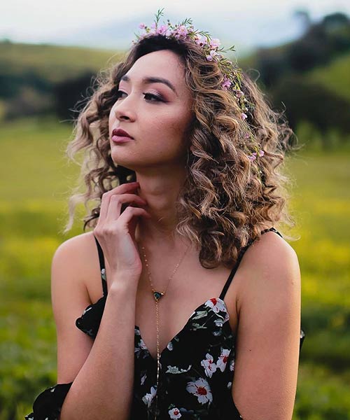 Curly long bob hairstyle