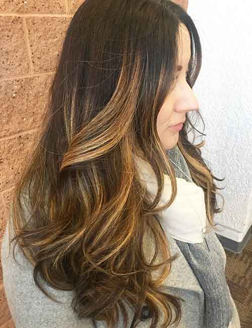 Ribbon blonde balayage hair color