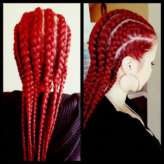 Cherry bomb straight backs cornrows braids hairstyle