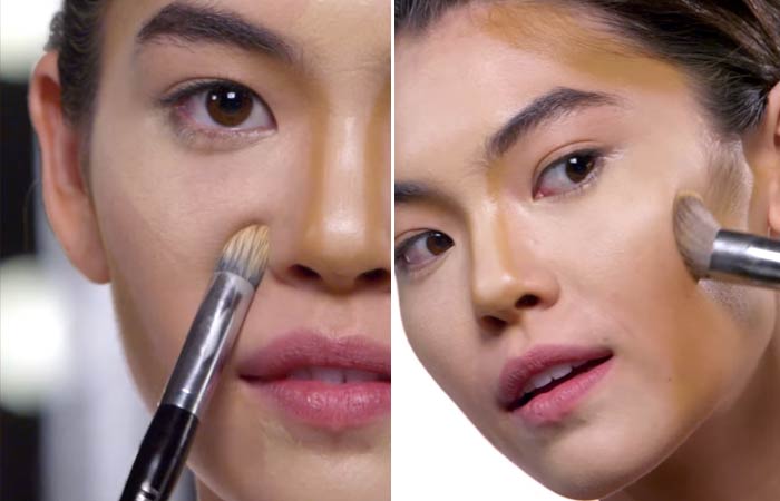 Step 3 of how to contour a round face