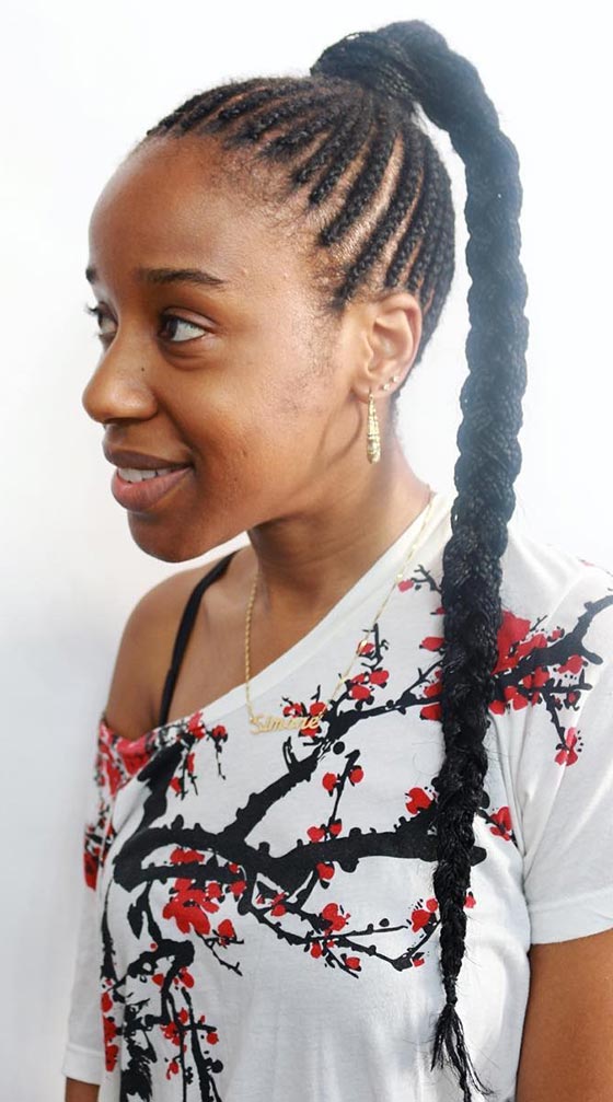 Cornrows braided pony braids hairstyle