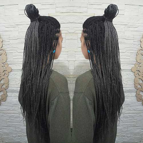 Half top knot braided updo for black women