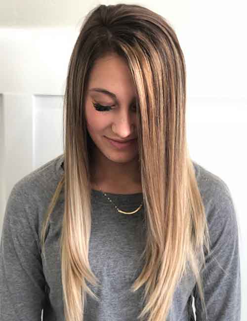 Brown to blonde balayage hair color