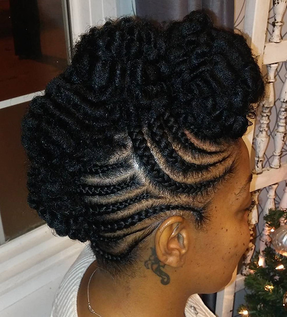 Cornrows mohawk braids hairstyle