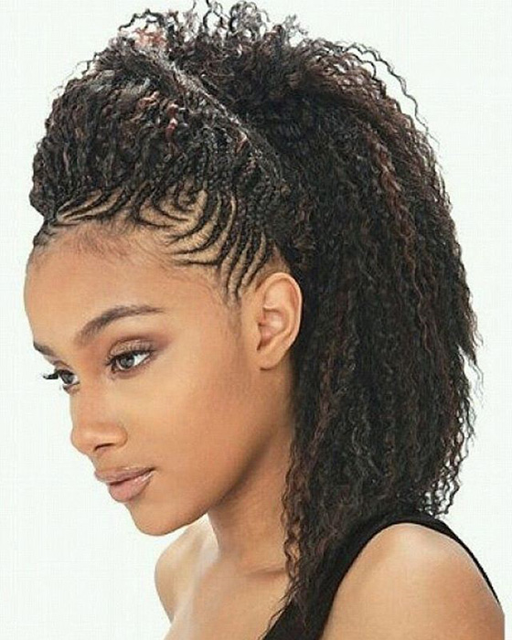 Subtle frontal cornrows with a high ponytail braids hairstyle