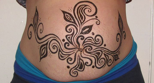 Most loved belly henna design three