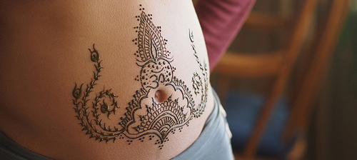 Most loved belly henna design two