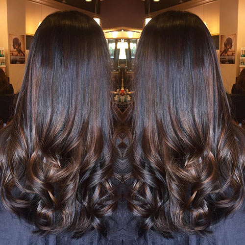 Black with chocolate color hair highlight