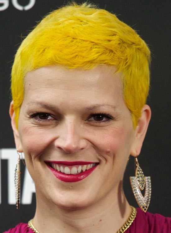 Bright yellow textured pixie edgy hairstyle