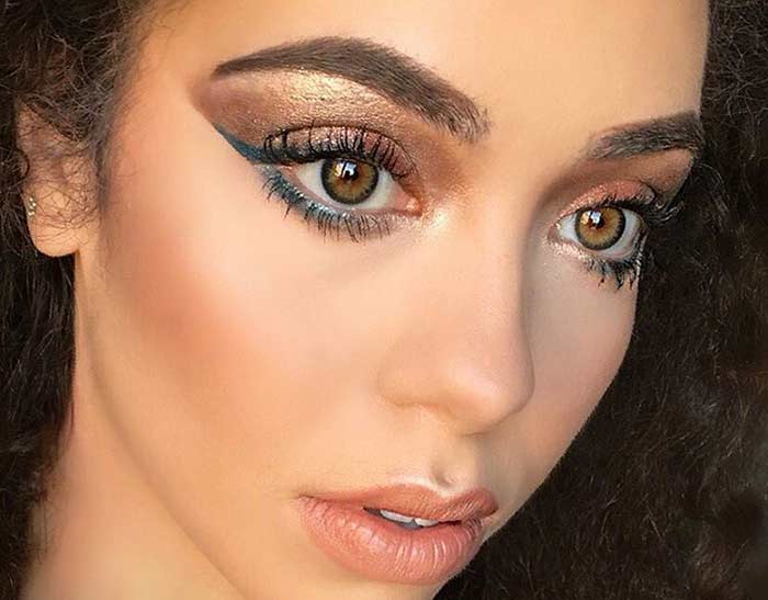 Bronze Goddess eye makeup to make hazel eyes pop