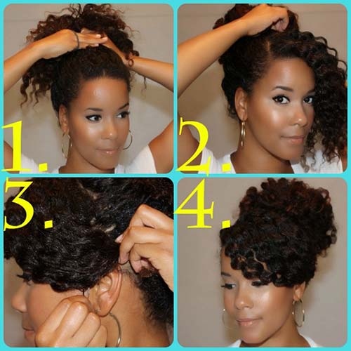 Classy top updo for curly hair