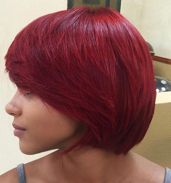 Hot crimson rounded bob for black women