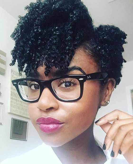 Curly swooped pixie bob for black women