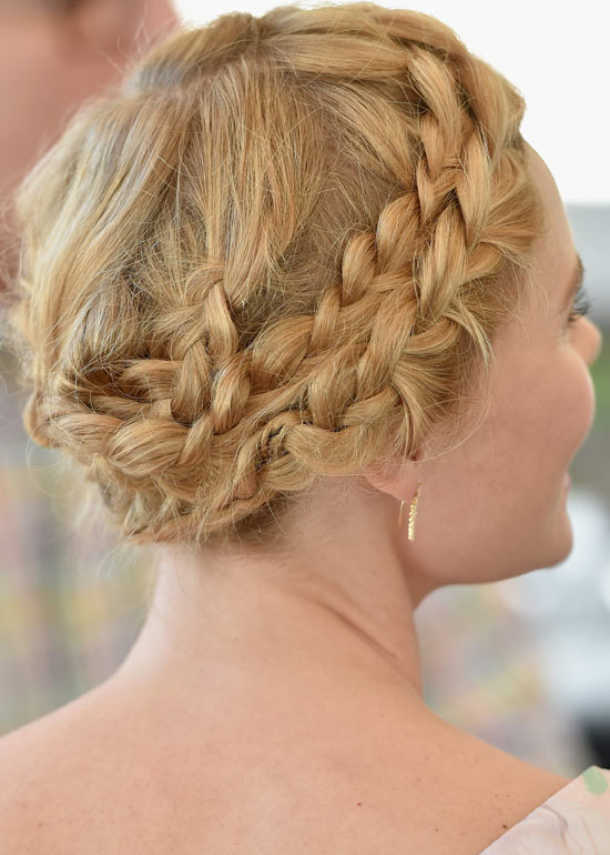 Double braid headband hairstyle for long hair