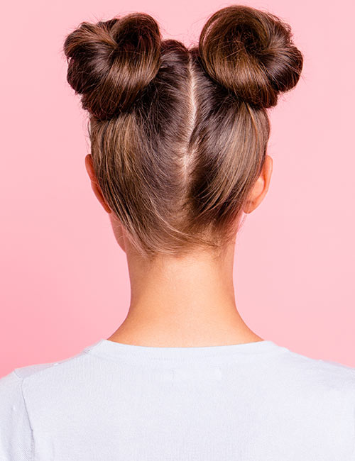 Double buns hairstyle for long hair