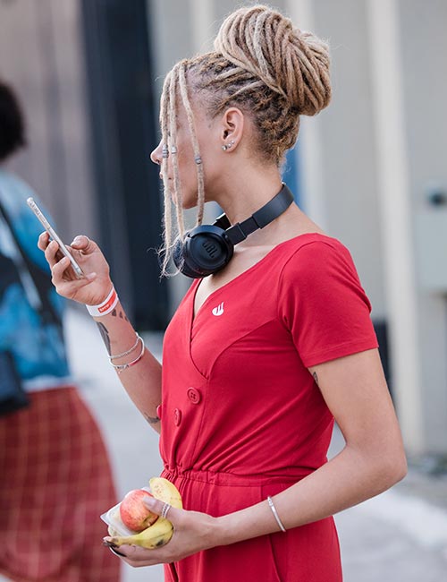 Dreaded bun hairstyle for long hair