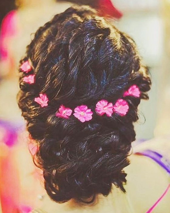 French twist bun Indian bridal hairstyle