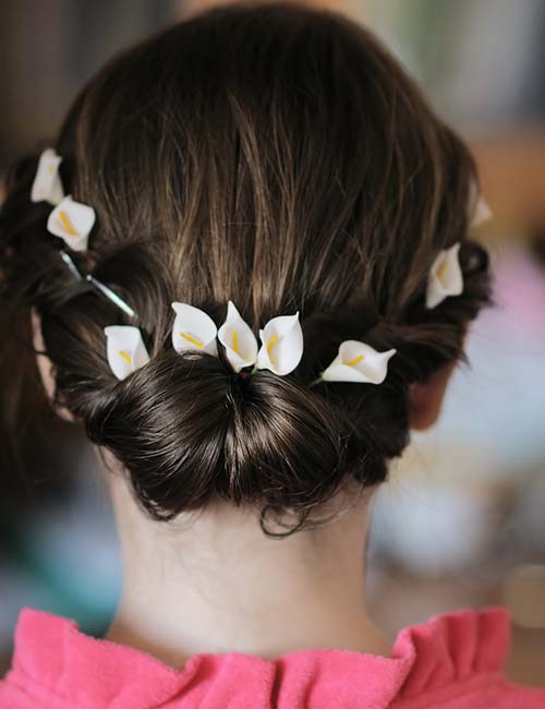 Gibson bun hairstyle for long hair