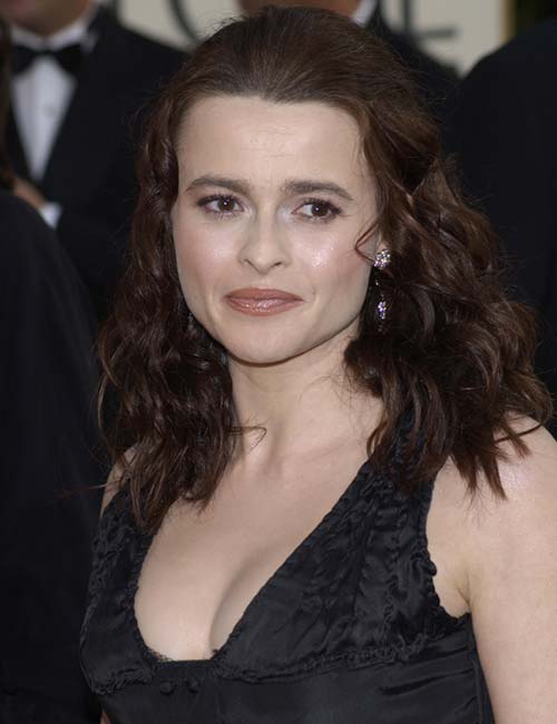 Helena Bonham Carter with simple waves and tendrils haircut