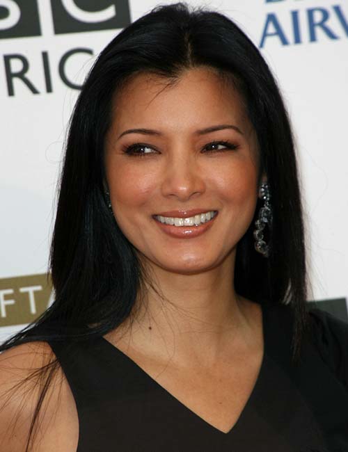 Kelly Hu's naturally straight hairstyle