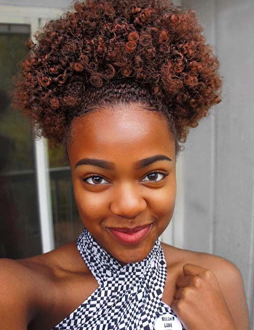 Kinky pineapple ponytail wedding hairstyle for black women
