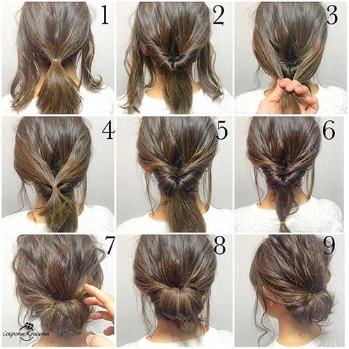 Messy double flipped-in bun