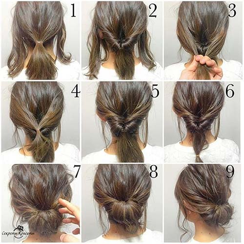 Messy double flipped-in bun