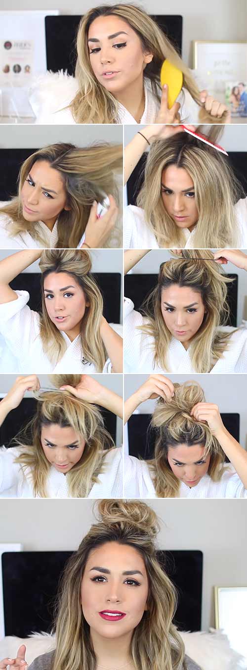 How to do a messy half top knot