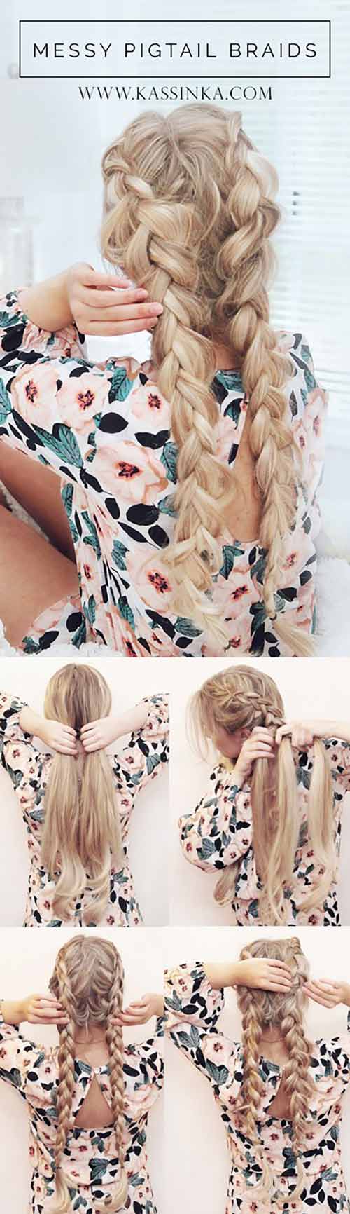 Messy pigtails braid tutorial