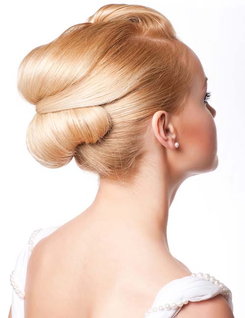 Modern vintage bun hairstyle for long hair