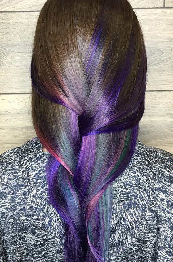 An attractive peacock ombre on straight hair for a magical look