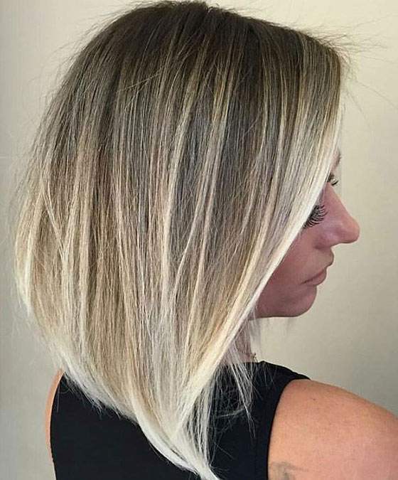 Platinum blonde ombre straight bob for a classy look