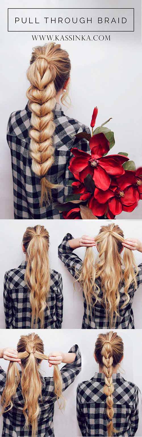 Pull through braid hairstyle