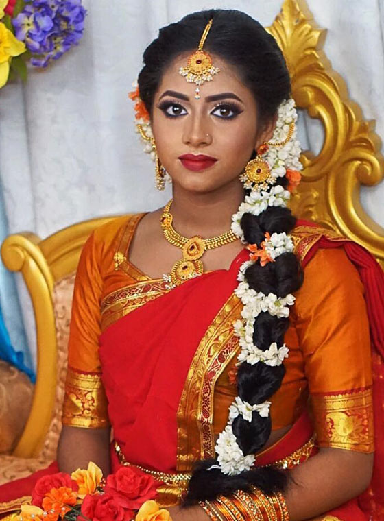 Pull through gajra braid Indian bridal hairstyle