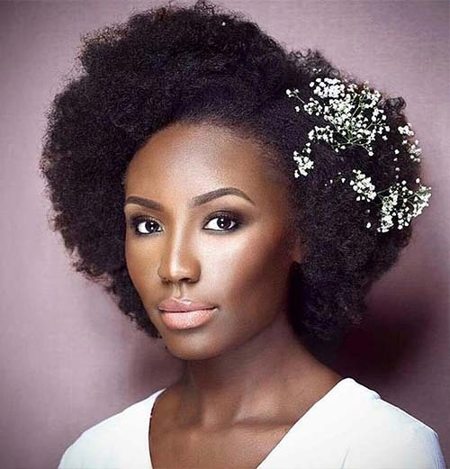Stretched out hair wedding hairstyle for black women