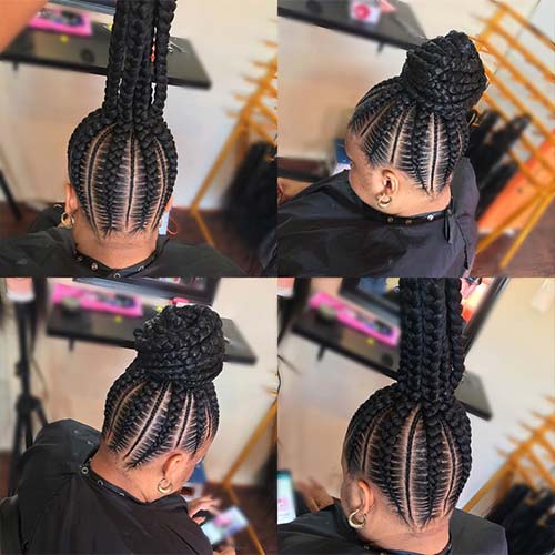 The feed-in braided bun wedding hairstyle for black women