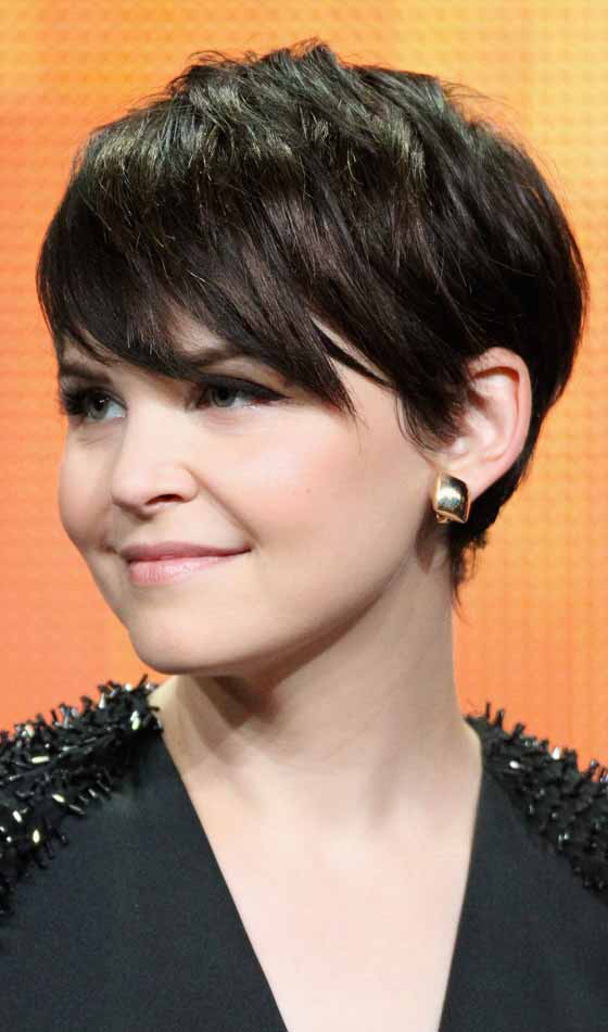 The cute Ginnifer Goodwin rocking her tousled pixie hair cut