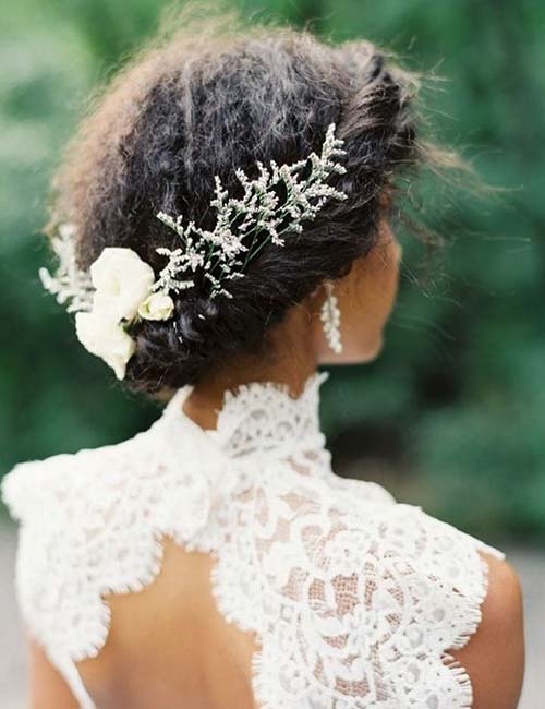 Twisted halo wedding hairstyle for black women