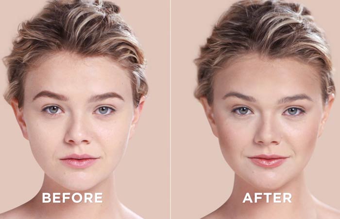 Final result of contouring a heart-shaped face