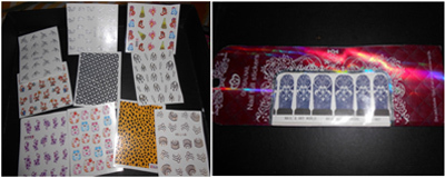Water slide nail stickers or water decals